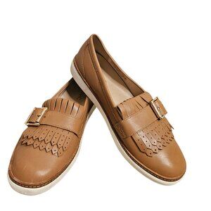 Vionic Cambridge Women’s SZ 8 Loafers Leather Tan Fringe Slip On Shoes Comfort